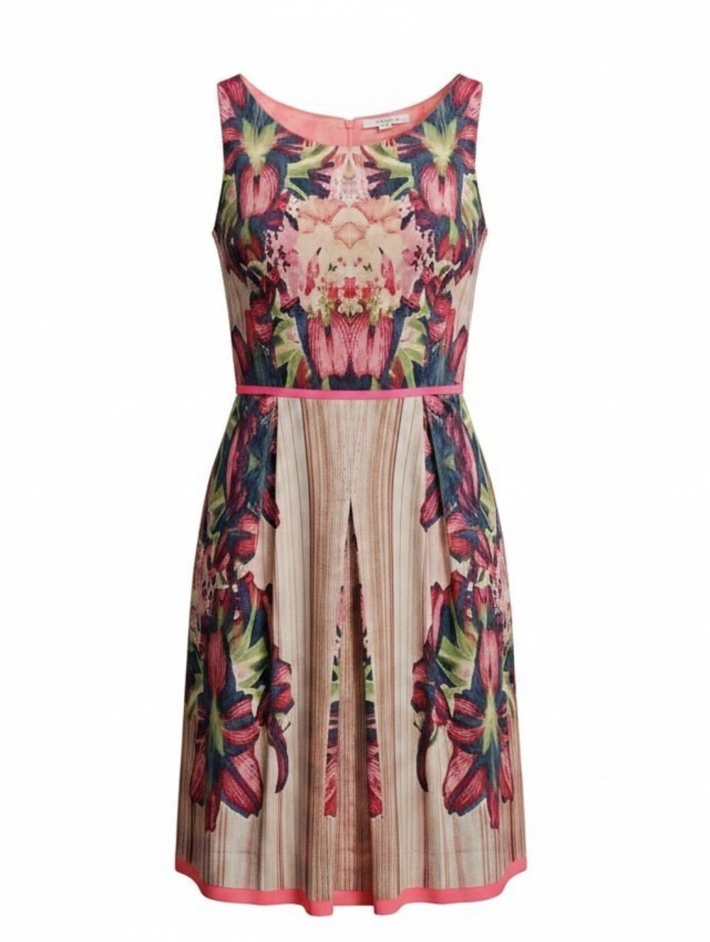 T Tahari Floral Mirror Print Fit & Flare Dress Size 2 Botanical Garden Party